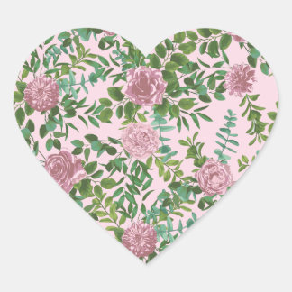 Roze Rozen Tuin Lente Huwelijk Hart Sticker