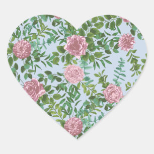 Roze Rozen Tuin Lente Huwelijk Hart Sticker