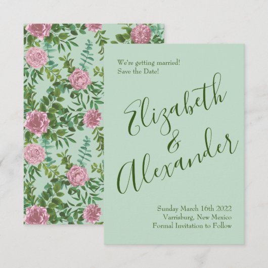 Roze Rozen Tuin Lente Huwelijk Kaart (Voorkant / Achterkant)