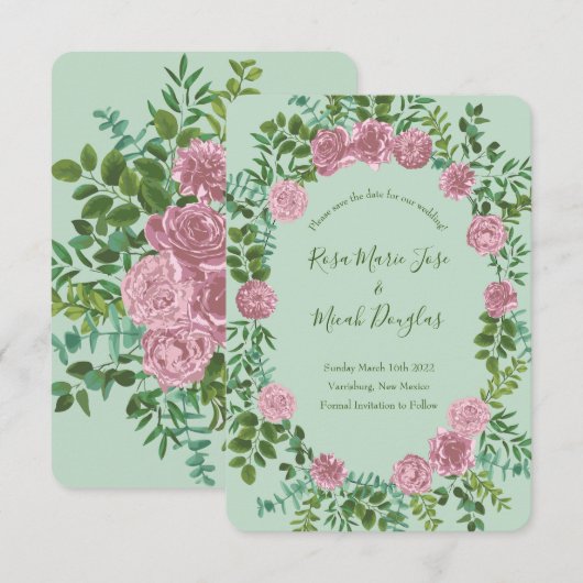 Roze Rozen Tuin Lente Huwelijk Kaart (Voorkant / Achterkant)