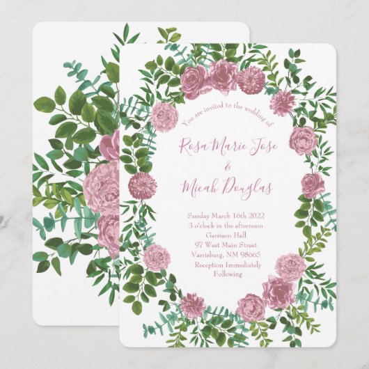 Roze Rozen Tuin Lente Huwelijk Kaart (Voorkant / Achterkant)