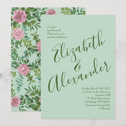 Roze Rozen Tuin Lente Huwelijk Kaart (Voorkant / Achterkant)
