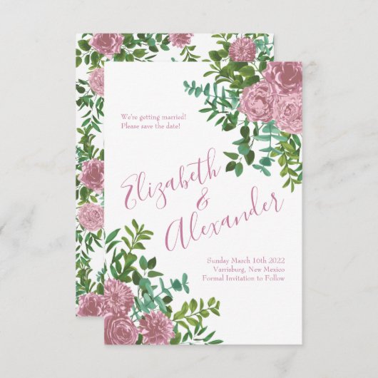 Roze Rozen Tuin Lente Huwelijk Kaart (Voorkant / Achterkant)