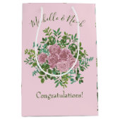 Roze Rozen Tuin Lente Huwelijk Medium Cadeauzakje (Voorkant)