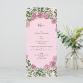 Roze Rozen Tuin Lente Huwelijk Menu (Staand voorkant)