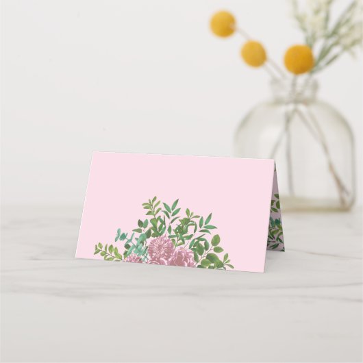 Roze Rozen Tuin Lente Huwelijk Plaatskaartje (Voorkant)