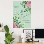 Roze Rozen Tuin Lente Huwelijk Poster (Thuiskantoor)