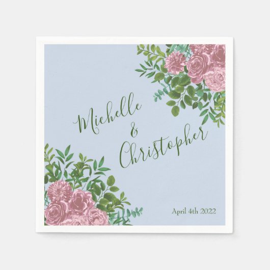 Roze Rozen Tuin Lente Huwelijk Servet (Voorkant)
