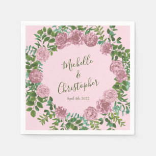 Roze Rozen Tuin Lente Huwelijk Servet