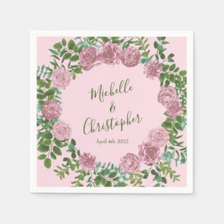 Roze Rozen Tuin Lente Huwelijk Servet