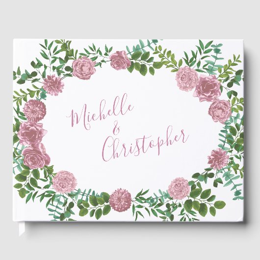 Roze Rozen Tuin Lente Trouwdag Gastenboek (Voorkant)