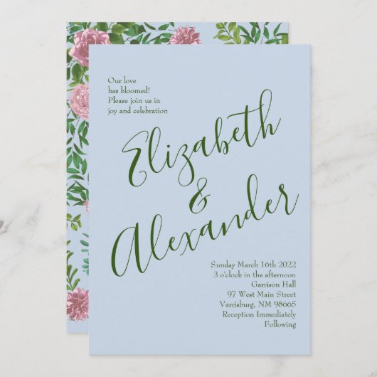 Roze Rozen Tuin Lente Trouwen Kaart (Voorkant / Achterkant)