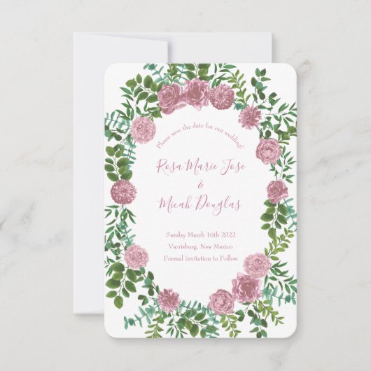 Roze Rozen Tuin Lente Trouwen Kaart (Voorkant)