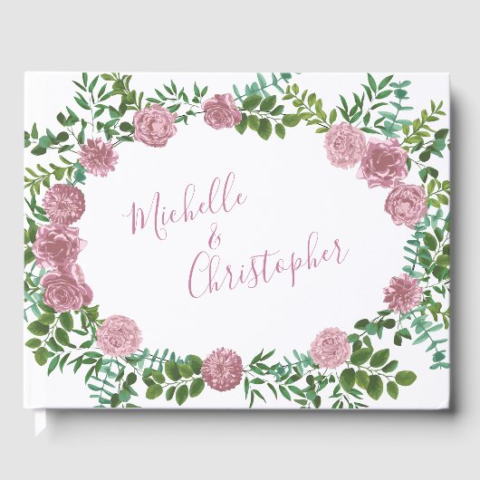Roze Rozen Tuin Lente Trouwfeest Gastenboek (Voorkant)