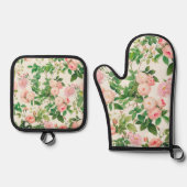 Roze Rozen Tuin Ovenwant & Pannenlap Set (Voorkant)