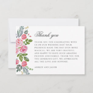 Roze rozen.  tuinbloemen. Bloemenbruiloft Bedankkaart