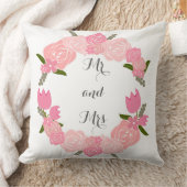 Roze rozen, tulpen, bloemen krans meneer en mevrou kussen (Deken)