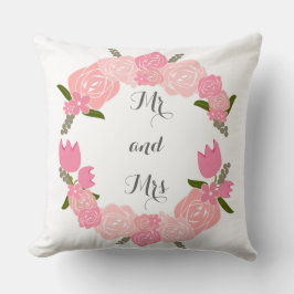 Roze rozen, tulpen, bloemen krans meneer en mevrou kussen