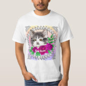 Roze rozen Tuxedo Cat T-shirt (Voorkant)