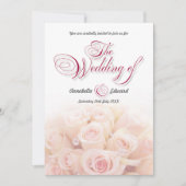 Roze Rozen Tweekantige Trouw Uitnodiging (Voorkant)