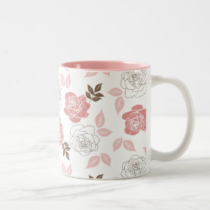 Roze rozen tweekleurige koffiemok