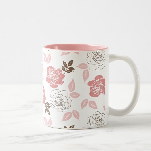 Roze rozen tweekleurige koffiemok (Rechts)