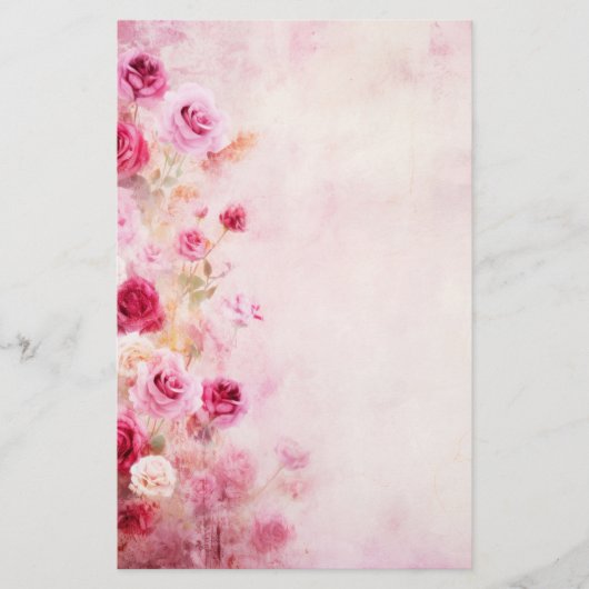 Roze Rozen uit Grandioze Tijd Briefpapier (Voorkant)