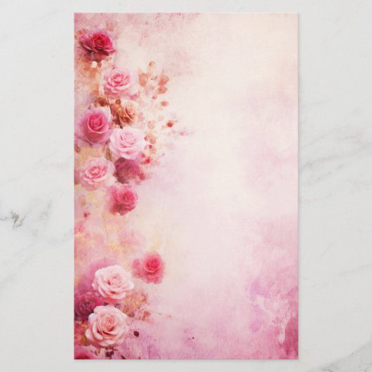 Roze Rozen uit Grandioze Tijd Briefpapier (Voorkant)