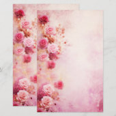 Roze Rozen uit Grandioze Tijd Briefpapier (Voorkant / Achterkant)
