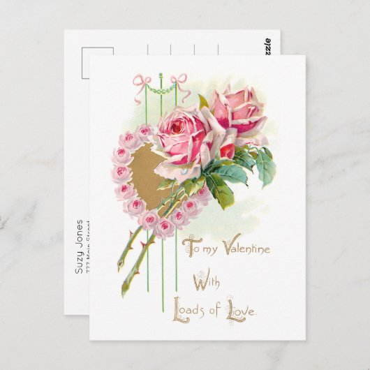 roze rozen Valentijnsdag Briefkaart (Voorkant / Achterkant)