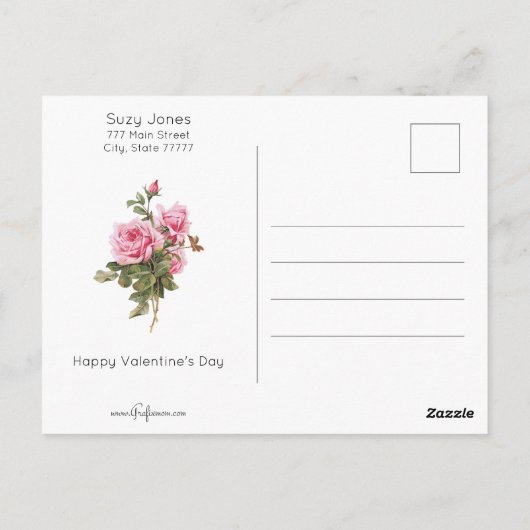  roze rozen Valentijnsdag Briefkaart (Achterkant)