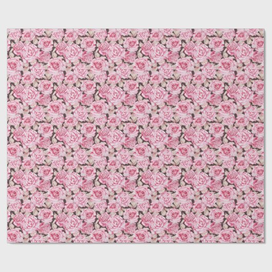 Roze Rozen Valentijnsdag Cadeaupapier (Vlak)