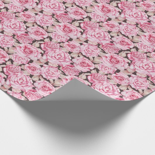 Roze Rozen Valentijnsdag Cadeaupapier (Hoek)