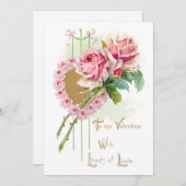  roze rozen Valentijnsdag Feestdagenkaart (Voorkant / Achterkant)