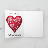 Roze Rozen Valentijnsdag Hart Kaart (Binnen)