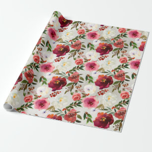 Roze Rozen van de Bourgogne en de Berries Garden Cadeaupapier