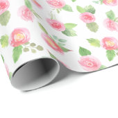 Roze Rozen van de Floral Waterverf Modern Girly  Cadeaupapier (Rol Hoek)