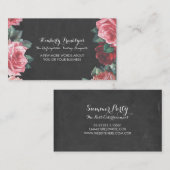 roze rozen van het kalkbord, met klauw visitekaartje (Voorkant / Achterkant)