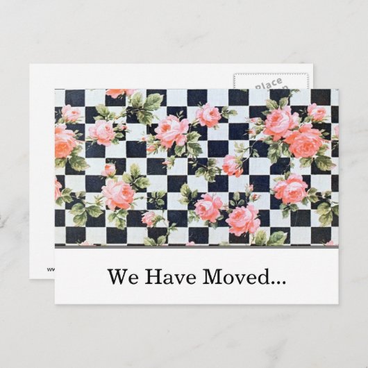  Roze Rozen Verandering van adres Sjabloon (Voorkant / Achterkant)