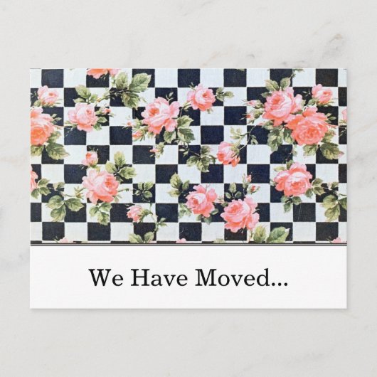  Roze Rozen Verandering van adres Sjabloon (Voorkant)