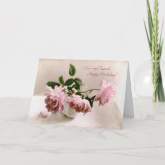 Roze Rozen Verjaardag Kaart voor een vriend