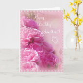 Roze Rozen Verjaardag Wenskaart Kaart (Gele Bloem)