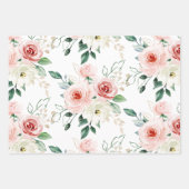 Roze Rozen Verjaardags Inpakpapier Vellen (Voorkant)