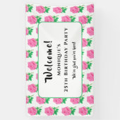 Roze Rozen Verjaardagsbanner Spandoek (Verticaal)