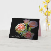 Roze Rozen Verjaardagsblos Kaart (Gele Bloem)