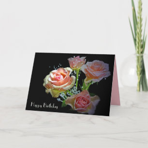 Roze Rozen Verjaardagsblos Kaart