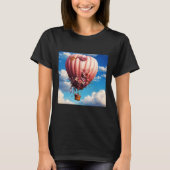 Roze Rozen Versierd Pin Luchtballon Florating In T T-shirt (Voorkant)