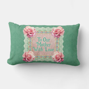Roze Rozen Vervaagd Damask Gepersonaliseerd Kussen