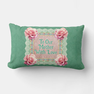 Roze Rozen Vervaagd Damask Gepersonaliseerd Kussen