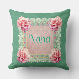  Roze Rozen Vervaagd Damask Gepersonaliseerd Kussen
